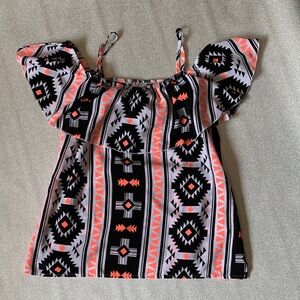 No Boundaries Black and Orange Patterned Kids Blouse